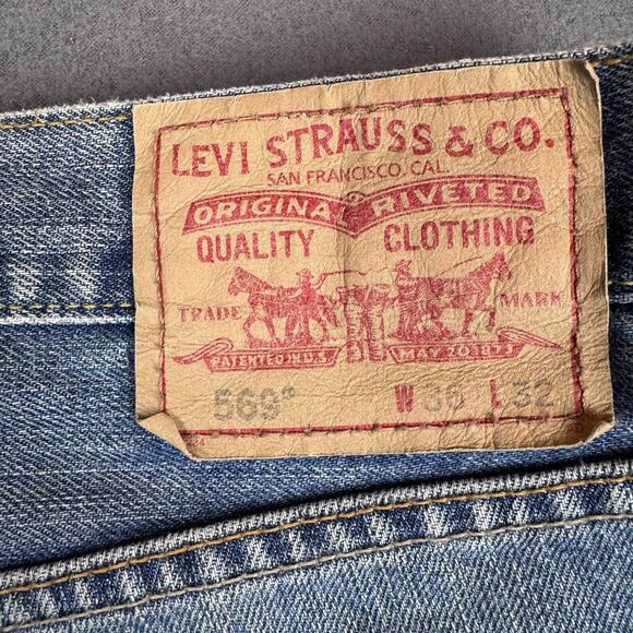 Levi's Jeans Mens 36x31 Blue Denim 569 Loose Straight Baggy Y2K Skater Grunge - Picture 11 of 13